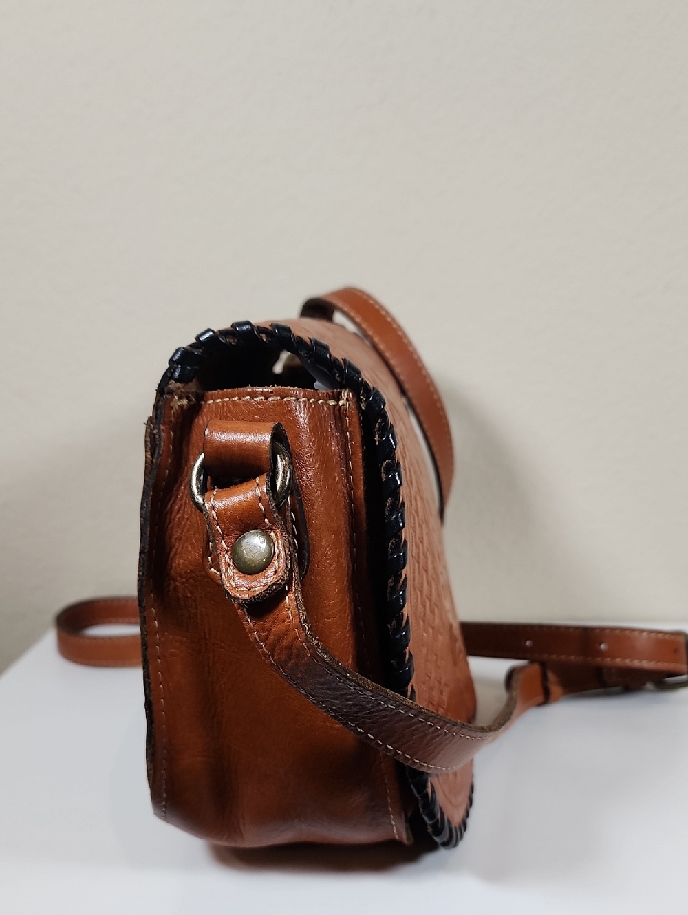 Patricia Nash Tooled Leather Saddle Bag With Whipstitch - Picture 13 of 14